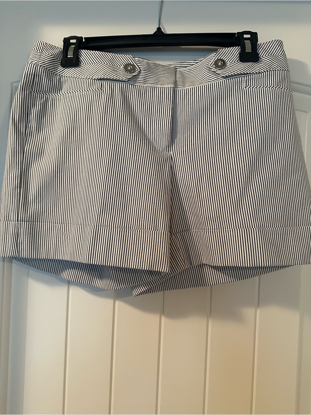 White House Black Market Black & White Striped Bermuda Shorts
